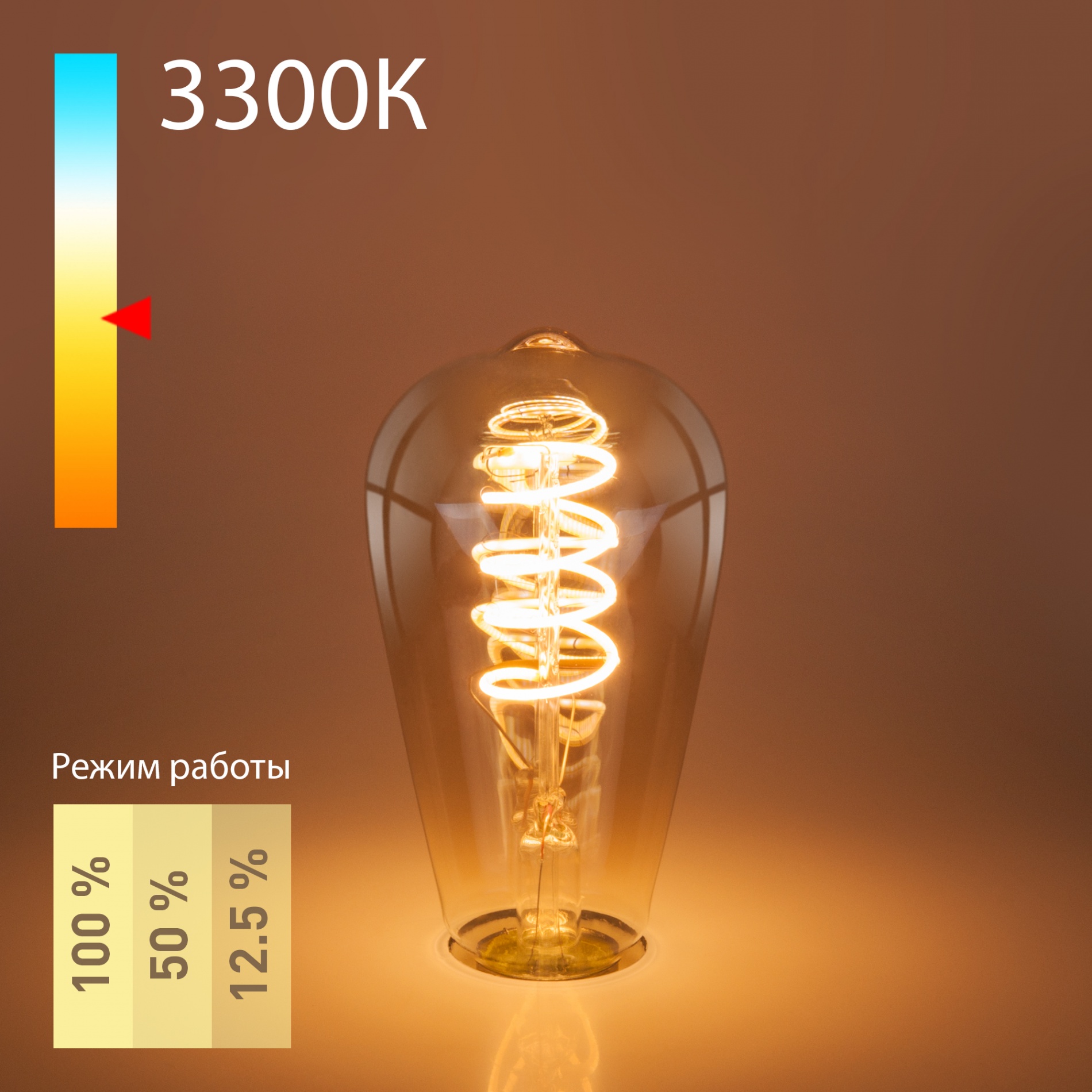 Филаментная светодиодная лампа Dimmable ST64 5W 2700K E27 BL160