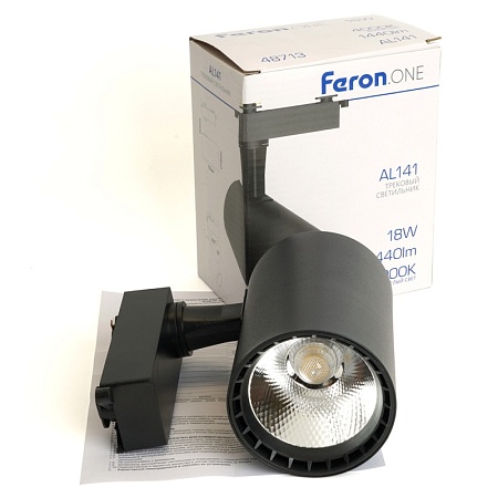 Светодиодный светильник Feron.ONE AL141 трековый однофазный на шинопровод 18W 4000K 35 градусов черный - фото