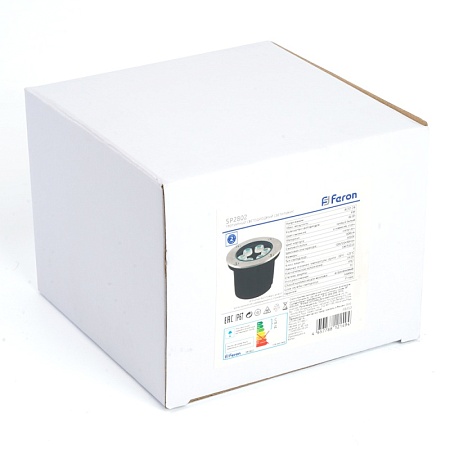 Светодиодный светильник тротуарный (грунтовый) Feron SP2802, 6W, AC/DC12-24V, низковольтный, 3000К, металлик, D120*H90mm, вн.диаметр: 90mm, IP67 - фото