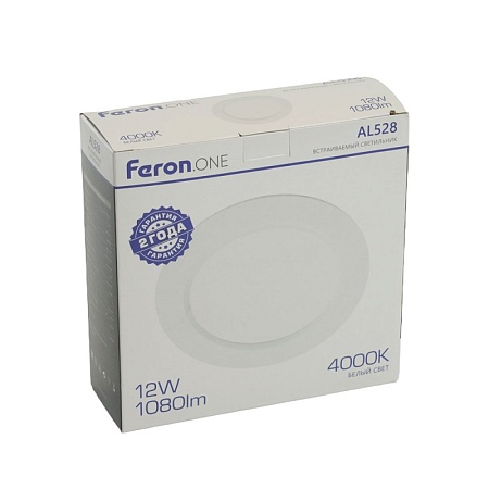 Светодиодный светильник Feron.ONE AL528 встраиваемый 12W 4000K белый - фото