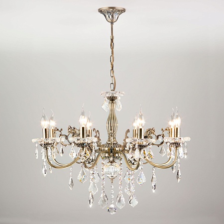 Подвесной светильник Eurosvet 3281/8 античная бронза / прозрачный хрусталь - фото