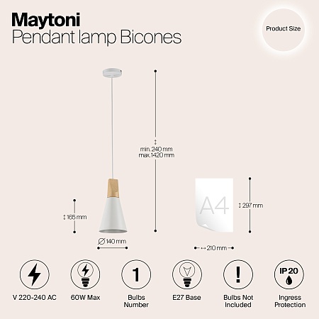 Подвесной светильник Maytoni Bicones P359-PL-140-W - фото