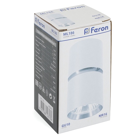 Светильник потолочный Feron ML186 Barrel ZEN MR16 GU10 35W 230V, белый, хром - фото