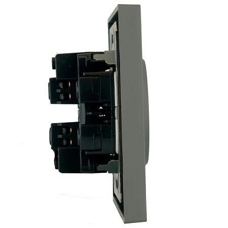 Розетка 2-местная с защитной шторкой, STEKKER, б/з, 250В, 16А, серия Эмили, RST16-5116-10 , платиново-серый, soft touch - фото