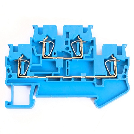 Зажим пружинный, 4-проводной проходной 2 уровня ЗНИ - 2,5 (JXB ST 2,5), синий STEKKER - фото