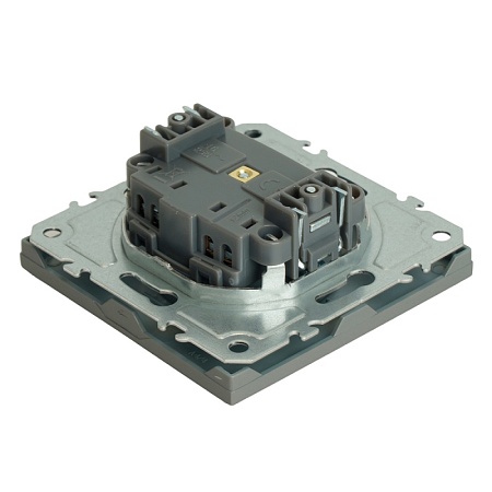 Розетка 1-местная с защитной шторкой (механизм), STEKKER, б/з, 250В, 16А, серия Эмили, RST16-5109-10, платиново-серый, soft touch - фото