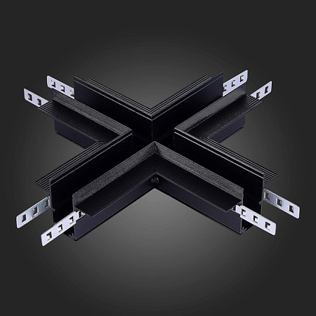 Коннектор X-образный для встраиваемого магнитного шинопровода под ГКЛ 12мм ST-Luce Черн ST007.400.12 - фото