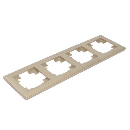 Рамка STEKKER, PFR00-7004-02 4-местная, пластик, серия Катрин, шампань - фото