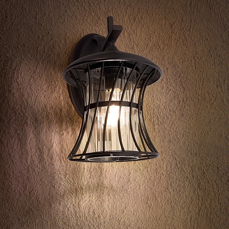 Светильник садово-парковый Feron PL520 на стену вниз  60W E27 230V, черный - фото