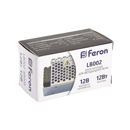Трансформатор электронный для светодиодной ленты 12W 12V (драйвер), LB002 FERON - фото