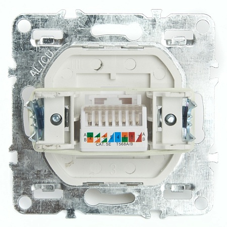 Розетка компьютерная 1-местная RJ-45 (механизм), STEKKER PST00-9107-03, серия Эрна, черный - фото