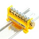 Шина"PE" STEKKER на изоляторе 6*9 на DIN-рейку 8 выводов, желтый, LD555-69-8 - фото