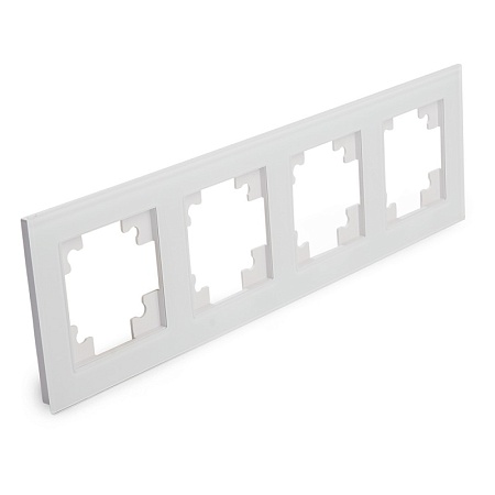 Рамка 4-местная, стекло, STEKKER, GFR00-7004-01, серия Катрин, белый - фото