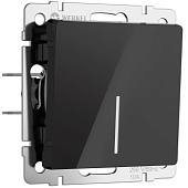 Выключатель одноклавишный проходной с подсветкой (черный акрил) W1112148