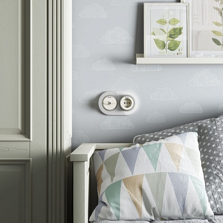 Выключатель на 4 положения двухклавишный Vintage слоновая кость матовый/хром W5822055 - фото