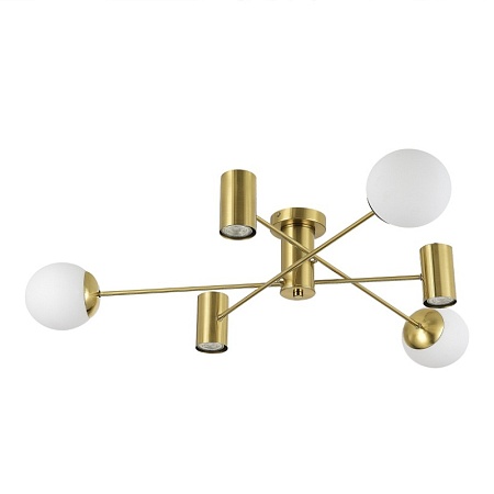 Светильник потолочный Латунь/Белый GU10+E27 3+3*5+60W SLE1105-302-06 - фото