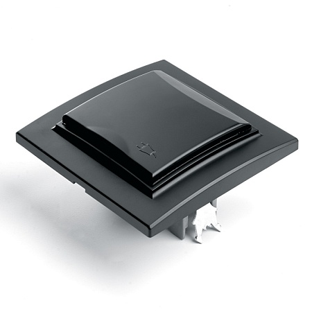 Розетка 1-местная c/з с крышкой STEKKER, PST16-9012-03, 250В, 16А, с защитной шторкой, серия Эрна, черный - фото