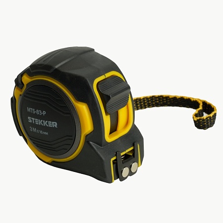 Рулетка, 3 м х 16 мм, магнит, II класс точности, двухстороннее нанесение, STEKKER MTS-83-P - фото