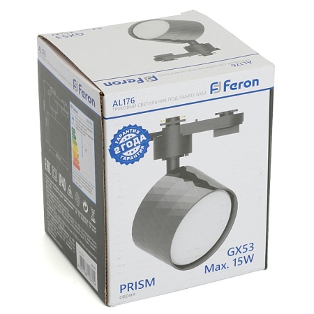 Светильник Feron AL176 трековый однофазный на шинопровод под лампу GX53, черный - фото