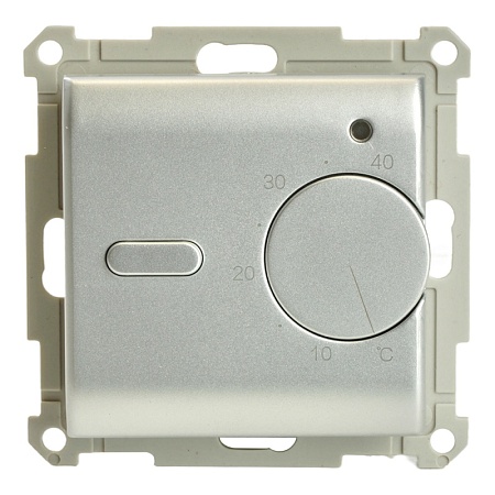 Терморегулятор механический для теплого пола (механизм), STEKKER GLS00-7117-03, 250В, 3500Вт, серия Катрин, серебро - фото