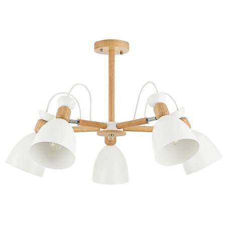 Светильник потолочный Светлое дерево, Белый/Белый E27 5*60W SLE103802-05 - фото