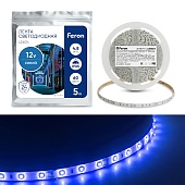 Светодиодная LED лента Feron LS604, 60SMD(2835)/m 4.8W/m 12V IP65 5m синий