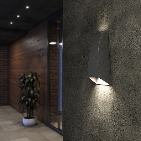 Уличный настенный светодиодный светильник 1016 TECHNO серый Elektrostandard - фото