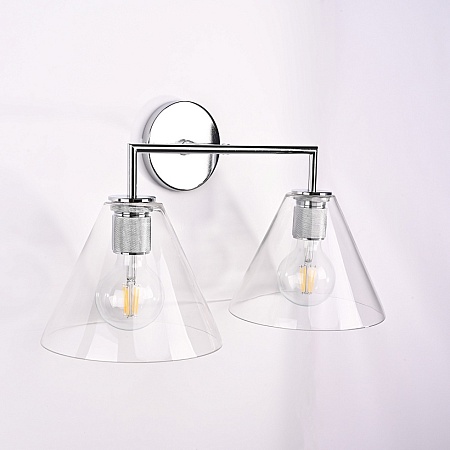 Бра Rh Utilitaire Funnel Shade Double Sconce Silver Imperiumloft 123268-22 - фото