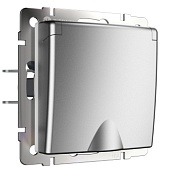 Розетка влагозащ. с зазем. с защит. крышкой и шторками N (серебряный матовый) W1171265