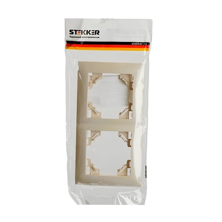 Рамка 2-местная горизонтальная STEKKER, PFR00-9012-02, серия Эрна Элегант, слоновая кость - фото