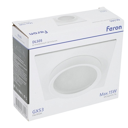 Светильник встраиваемый Feron DL505 потолочный GX53 белый квадрат IP44 - фото