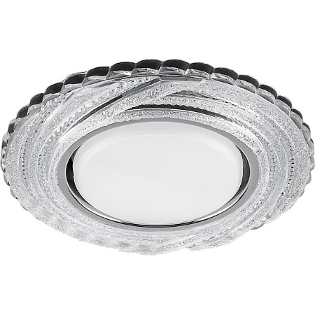 Светильник встраиваемый с белой LED подсветкой Feron CD4037 потолочный GX53 без лампы, прозрачный, хром - фото