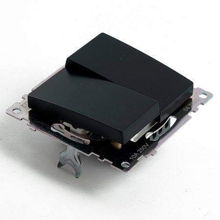 Переключатель 2-клавишный (механизм), STEKKER GLS10-7107-05, 250V, 10А, серия Катрин, черный - фото