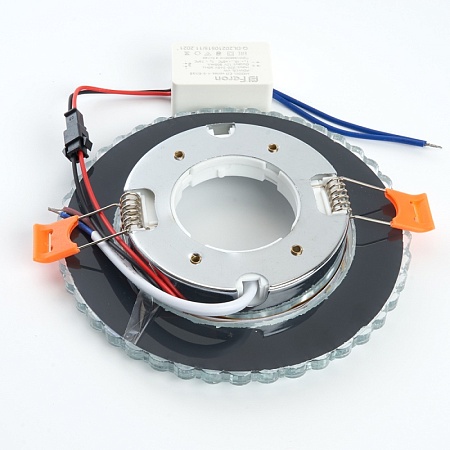 Светильник встраиваемый с белой LED подсветкой Feron CD4045 потолочный GX53 без лампы, прозрачный, хром - фото