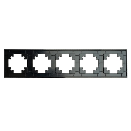 Рамка 5-местная, стекло, STEKKER, GFR00-7005-05М,серия Катрин, черный матовый - фото