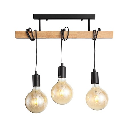 Светильник подвесной Черный, Светлое дерево E27 3*60W SL1142.403.03 - фото