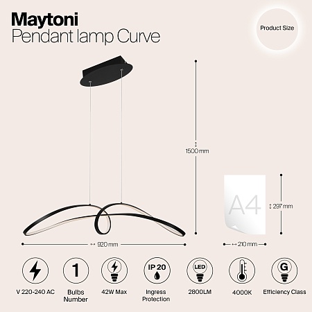 Подвесной светильник Maytoni Curve MOD156PL-L52B4K - фото