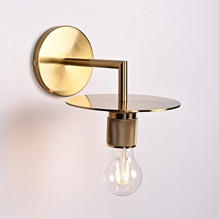 Бра Rh Utilitaire Knurled Disk Shade Sconce Brass Imperiumloft 123282-22 - фото