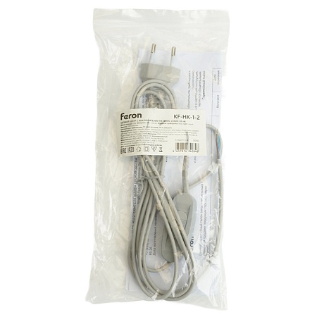 Сетевой шнур с выключателем, 230V 1,9м серый, KF-HK-1-2 - фото