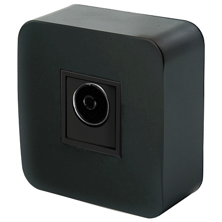 Розетка TV открытой установки, 1-местная, STEKKER, 75 Ом, 5-862МГц, серия София, черный, MST00-10-02 - фото