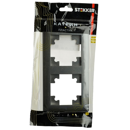 Рамка STEKKER, PFR00-7002-06 2-местная, пластик, серия Катрин, графит - фото