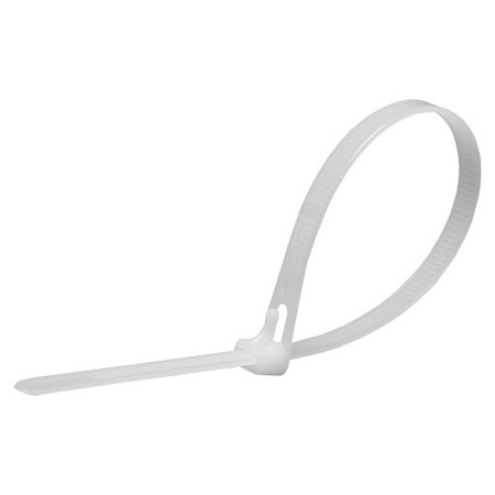 Хомут нейлоновый многоразовый STEKKER NYCT80-250 8x250 мм, белый, упаковка 100 шт - фото