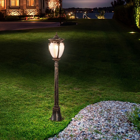 Уличный светильник на столбе Andromeda F черное золото IP44 GLYF-8024F черное золото Elektrostandard - фото