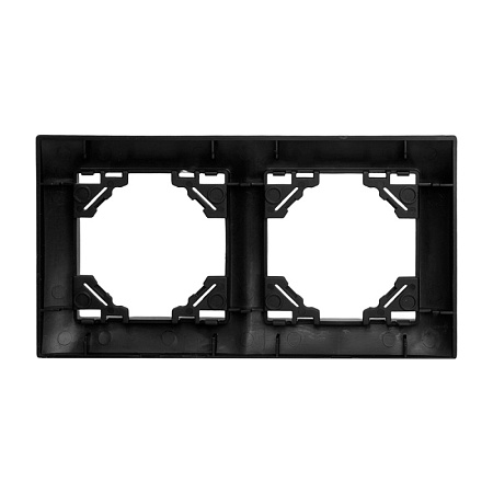 Рамка 2-местная, горизонтальная, STEKKER, PFR00-9012-03, серия Эрна Элегант, черный - фото