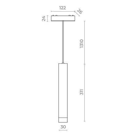 Магнитный трековый светильник Белый LED 1*7W 4000K 430Lm Ra>90 36° IP20 D30xH300 48V ST680.543.07 - фото