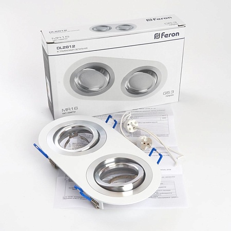 Светильник потолочный встраиваемый, DL2812 MR16 50W G5.3 "овал", белый-хром - фото