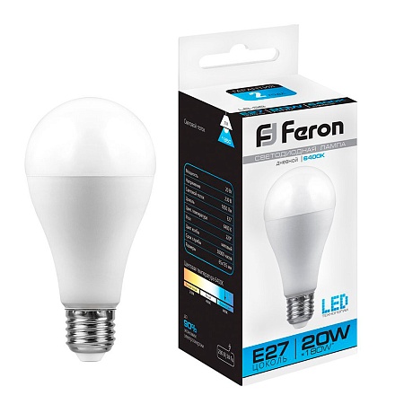 Лампа светодиодная Feron LB-98 Шар E27 20W 175-265V 6400K - фото