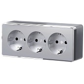 Розетка тройная с заземлением и шторками Gallant серебряный W5073106