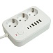 Удлинитель 3-местный c/з 3x1 мм2, 1,8 м, 250В, 10А, 4USB+2Type-C 2,4А, серия Home plus, белый STEKKER HM09-36-02 - фото