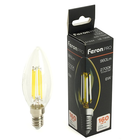Лампа светодиодная Feron.PRO LB-1206 Свеча E14 960LM 6W 175-265V 2700K - фото